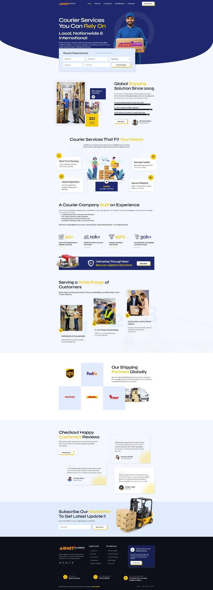Airnet Couriers website hero preview