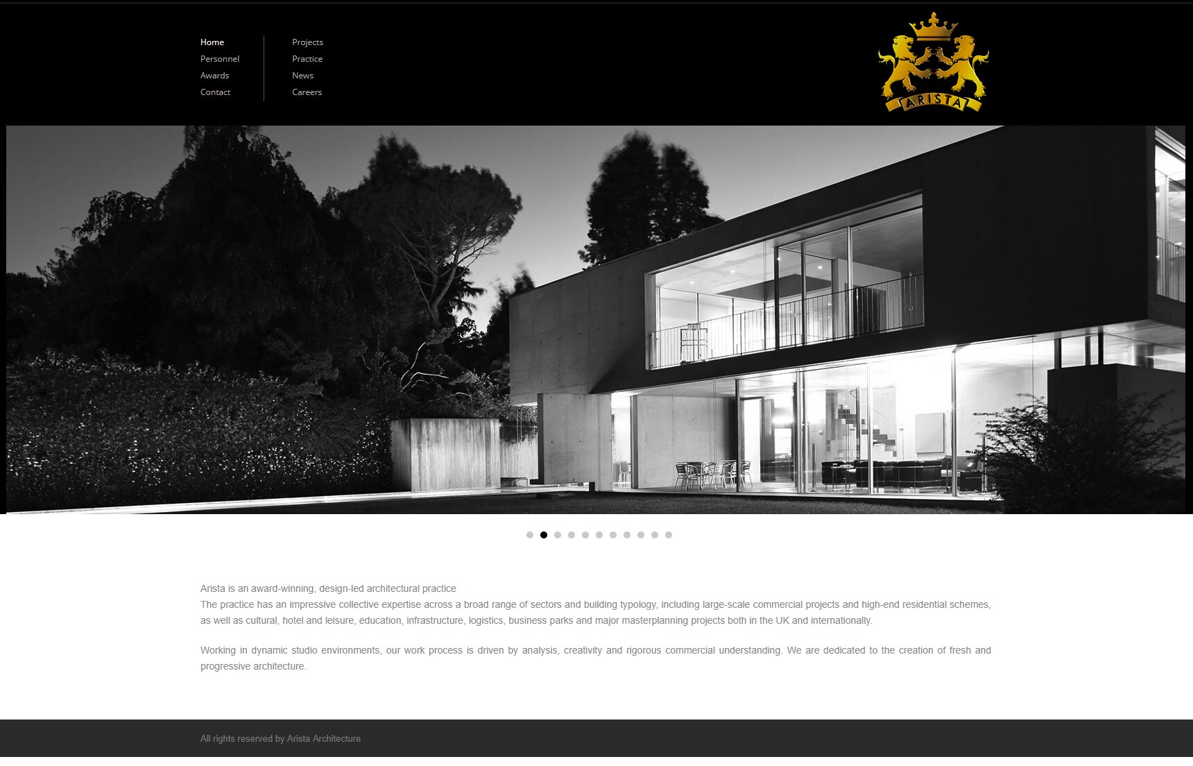 Arista Architecture website hero preview