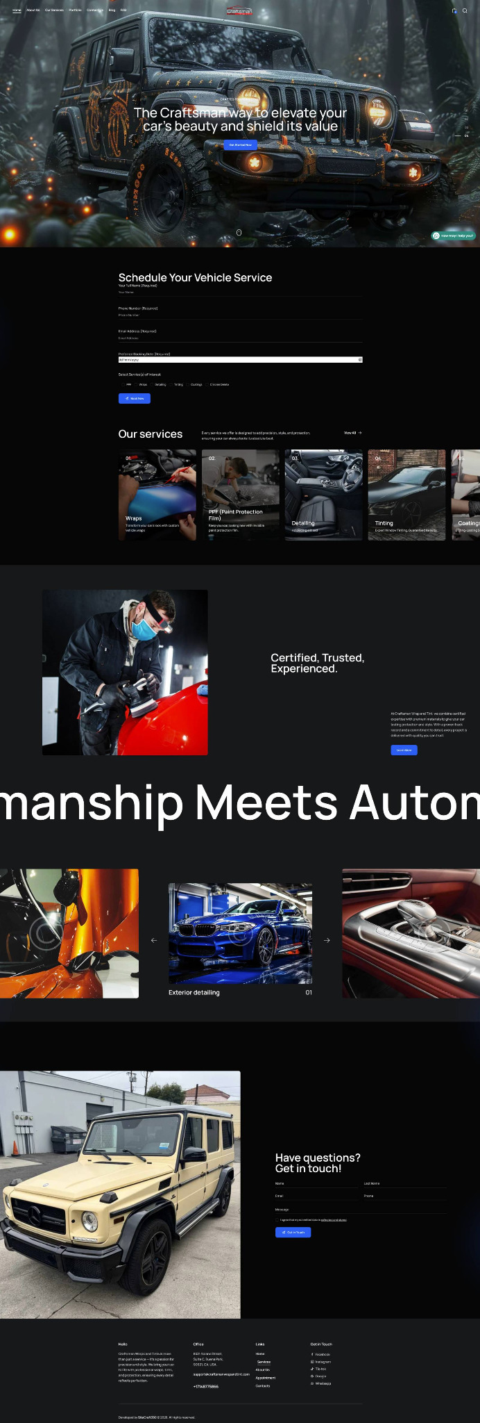 Craftsman Wrap & Tint website hero preview