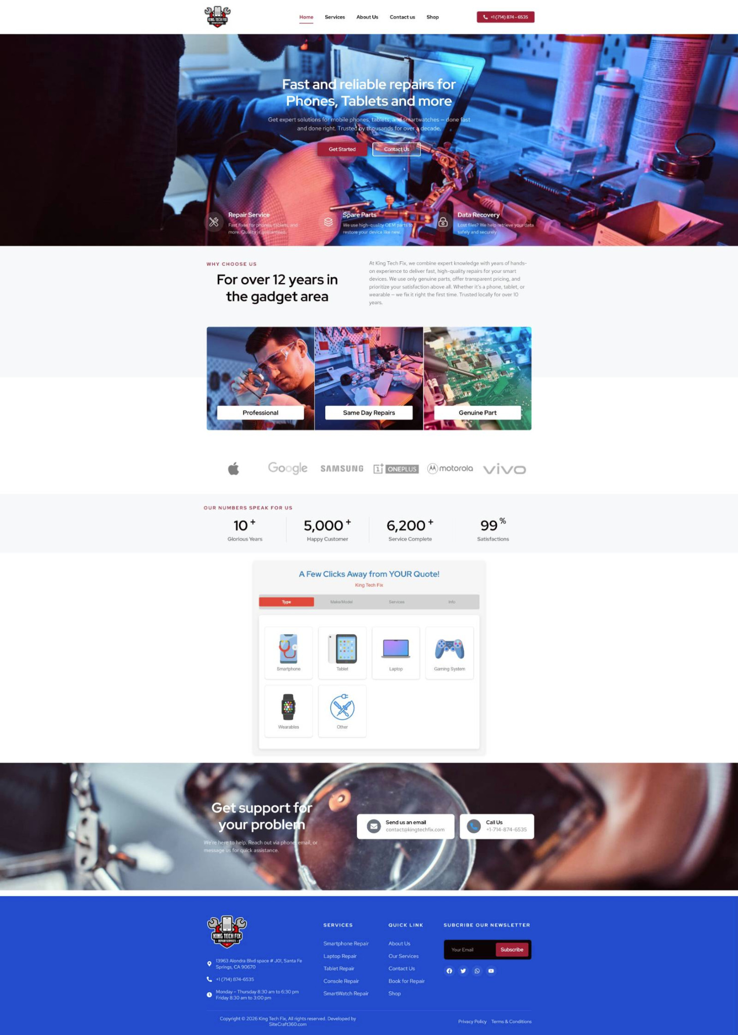 King Tech Fix website hero preview